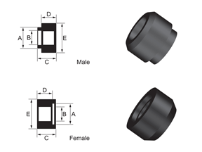 Bushing Type 6 - Male/female Interconnecting Bushing